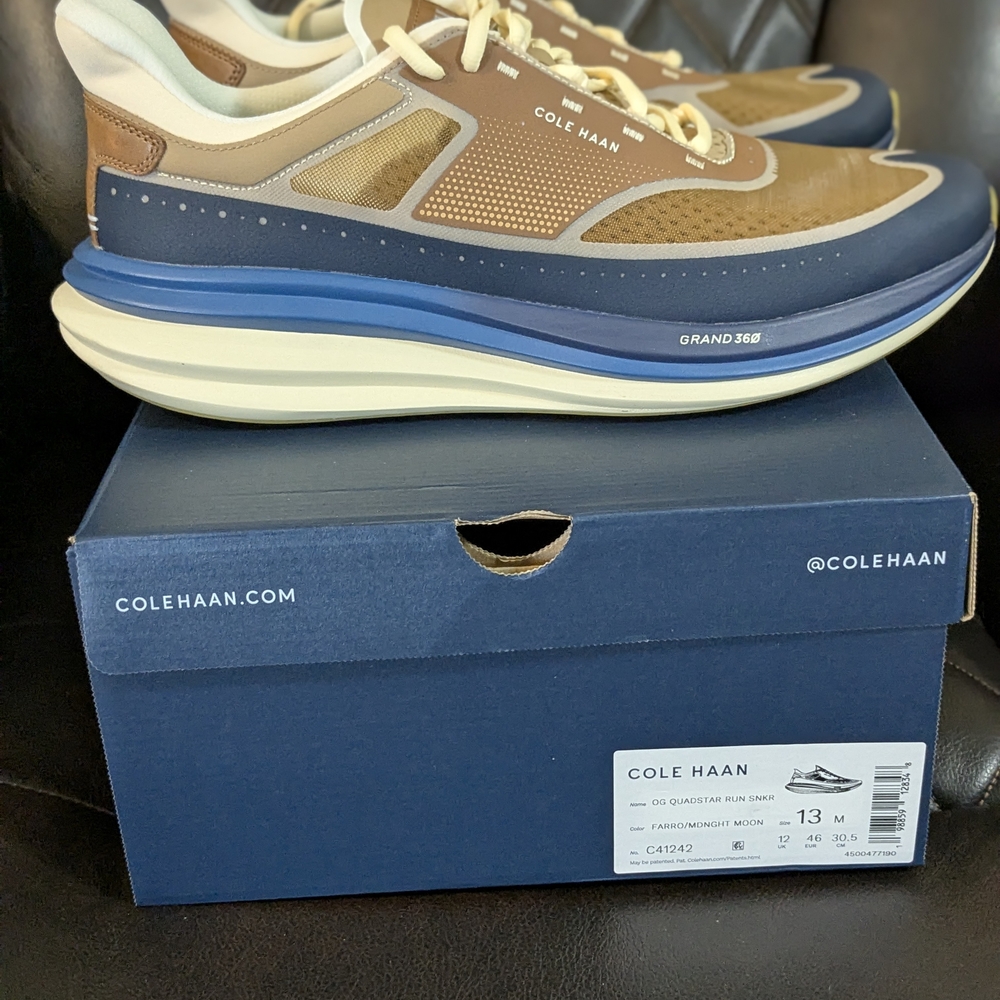 Cole Haan Men's Original Grand Quadstar Running Sneakers - Farro/Midnight Moon